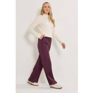 Lts Tall Burgundy Red Striped Wide Leg Trousers Size Ex Long > 10 - Ex Long 10