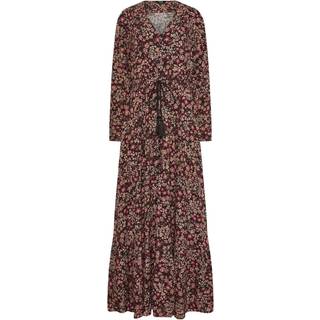 Lts Tall Black Floral Button Maxi Dress Size 14