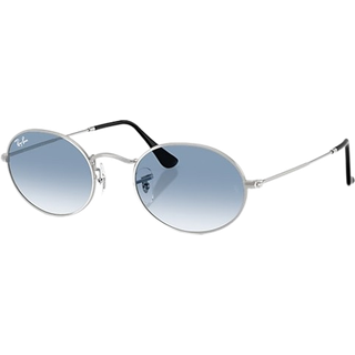 Ray - Ban Unisex RB3547 OVAL 003/3F Solbriller Metal Sølv Blå Rund Normal Skygge - Sølv