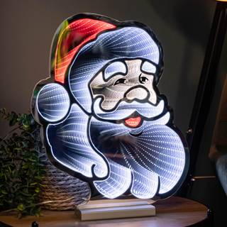 40 cm Infinity Julemandens Hoveddekoration på træbase med røde og hvide LED-lys