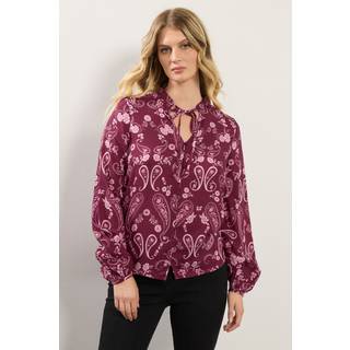 Lts Tall Dark Pink Paisley Button Tie Blouse Size 10