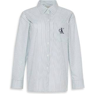 Cotton Poplin Striped Shirt - Blue - XS