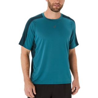 Asics Men's Fujitrail Elite Ss Top Atlantis Blue/saxon Green, S