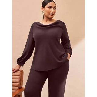 Live Unlimited Live Unlimited Brown Curve Chocolate Button Detail Wide Leg Trousers