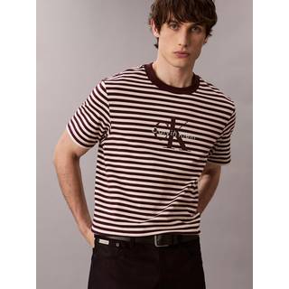 Monogram Logo Stripe Relaxed T-Shirt - Red - S