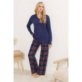 Lts Tall Navy Blue & Red Cotton Check Pyjama Bottoms 14-16 Lts | Tall Women's Pyjama Bottoms