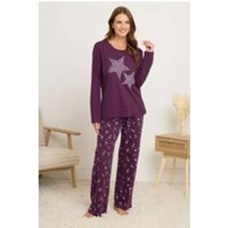 M & Co M & Co Purple Starry Night Long Sleeve Wide Leg Pyjamas Set