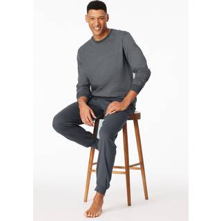 Schiesser Herren Pyjama grau Jersey-Baumwolle Gemustert