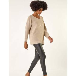 Roman Blød striktrøje med Roman folietryk