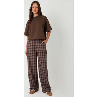 Threadbare Threadbare Brown Check Straight Leg Trousers