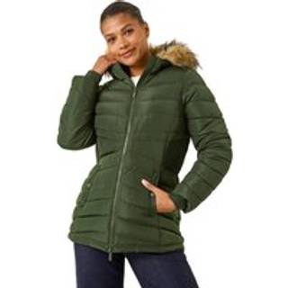 Roman Roman Faux Fur Med hætte Quilt Coat