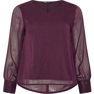 M & Co M & Co Purple Petite Sequin Cuff Blouse
