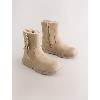 Next Neutral Faux Fur Lined Tassel Boots