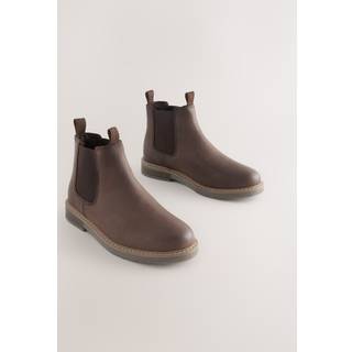 Next Chocolate Brown Wide Fit (G) Leather Chelsea Boots