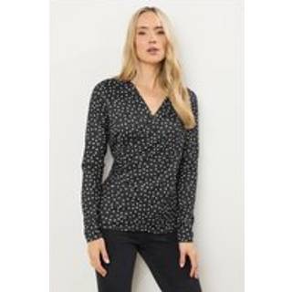 Lts Tall Black Spot Wrap Top Size 16