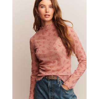 Next Pink Lace High Neck Long Sleeve Top