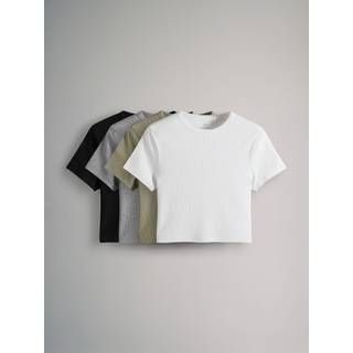 The Set The Set 4 Pack Ribbed Afkortet Fitted T-shirt