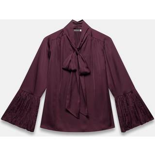 Mint Velvet Mint Velvet Bordeauxrød Satinbluse med bindeudskæring