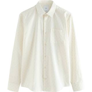 Next White/Neutral Regular Fit Long Sleeve Embroided Print Smart Shirt - xxxlarge