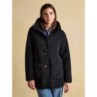 Joules Joules Sadie Black Longline Fleece Jacket with Button Fastening