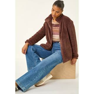 Roman Roman Brown Soft Sherpa Fleece Jacket