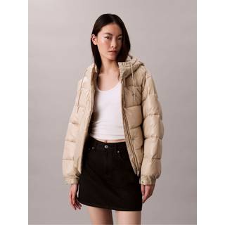 High Shine Hooded Puffer Jacket - Brown - M