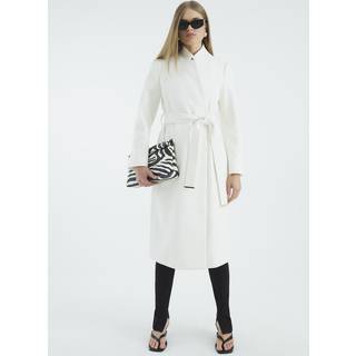 River Island River Island Cream Notch Collar Belted Wrap Coat