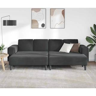 Sofa Sæt 3 Dele Sort Fløjl