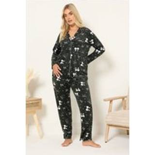 Yours Curve Yours Curve Matte Black Baby Fleece Pyjamas Set