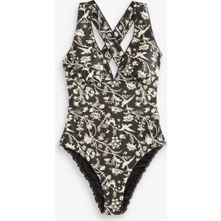 Laura Ashley Laura Ashley White and Black Cross Back Plunge Swimsuit