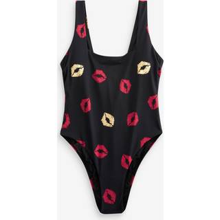 Rockett St George Rockett St George Black Lips Print High Leg Swimsuit