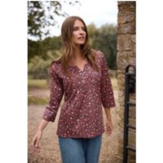 M & Co M & Co Ditsy 3/4 Ærme Henley Top
