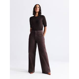 Next Chocolate Brown High Rise Utility Wide Leg Jeans
