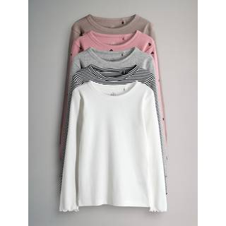 The Set The Set 5 Pakke Stribet Langærmet Ribbet Bomulds-T-shirt