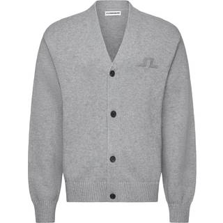 J.Lindeberg Eddy Wool/Cotton Knitted Cardigan Light Grey Melange