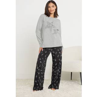 PixieGirl Petite PixieGirl Petite Grey Starry Night Long Sleeve Wide Leg Pyjamas Set