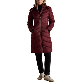 Joules Joules Pembury Burgundy Red Showerproof Longline Padded Coat with Hood