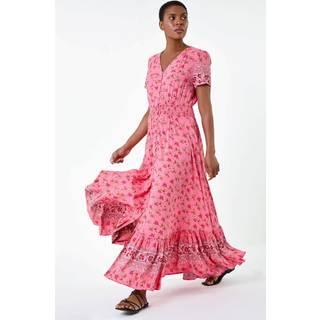 Roman Roman Pink Ditsy Floral Button Detail Maxi Dress - EU 48 (UK 20)