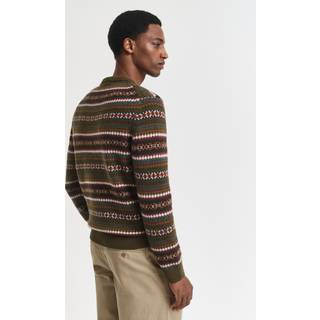 GANT Fair Isle Knitted Crew Neck Sweater Country Green