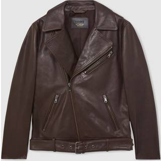 Reiss Reiss Chocolate Brown Clint Leather Biker Jacket