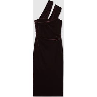 Reiss Reiss Burgundy Dalia Velvet One-Shoulder Midi Dress - 46