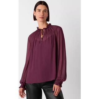 Whistles Whistles Purple Tie Neck Detail Sheer Blouse