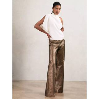 Reiss Reiss Gold Sienna Flare Sparkle Patch-Pocket Flared Trousers