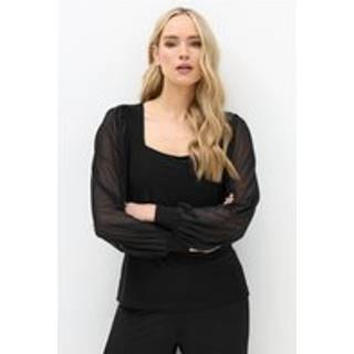 Lts Tall Black Mesh Square Neck Blouse Size 22-24