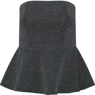 PixieGirl Petite PixieGirl Petite Black Silver Sparkle Peplum Bandeau Top