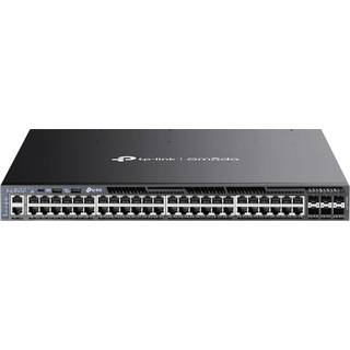 Omada 48-Port Gigabit Stackable L3 Managed PoE+ Switch with 6 10G Slots 48 Gigabit RJ45 PoE+ ports 6 10 Gbps SFP+ slots Up to 1440 W total PoE budget* Physical Stacking for built-in redundancy and