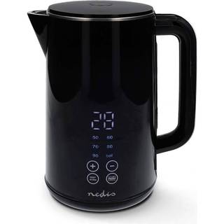 Nedis - Elkedel | 1.7 l | Plast | Sort | 50,60,70,80,90,100 °C | Temperaturindikator | Drejelig 360 grader | Skjult varmeelement | Strix®-controller | Beskyttelse mod kogetørring - KAWK362EBK