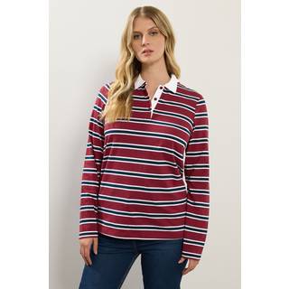 Lts Tall Red & Navy Blue Striped Jersey Polo Top Size 16
