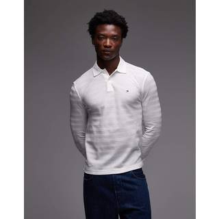 Herringbone Jacquard Long Sleeve Polo Shirt