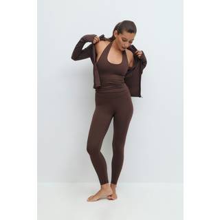 Gina Tricot-Highwaist ruched yoga tights-yoga pants-Brun-M-Dame